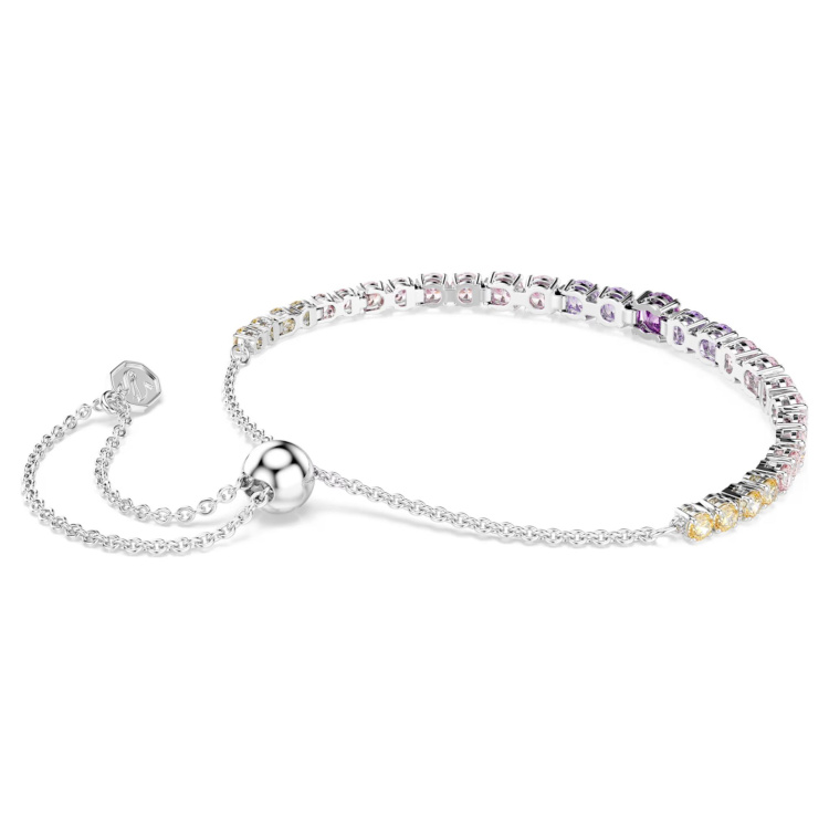 Matrix Tennis bracelet Gradient of round cuts, Multicolored, Rhodium plated
